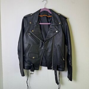 Leather Motorcycle Jacket Black Milwaukee Leather Size S Biker